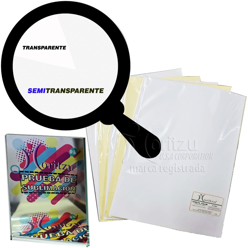 Vinilo Autoadhesivo Semi Transparente Sublimable Resma A4 de 10 Hojas