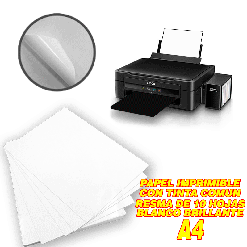 Papel Autoadhesivo Blanco Foto A4 Glossy 20hojas Sticker Inkjet