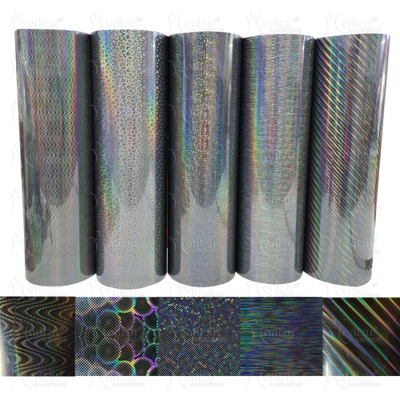 Vinilo Textil Laser Cósmico ArcoIris Negro