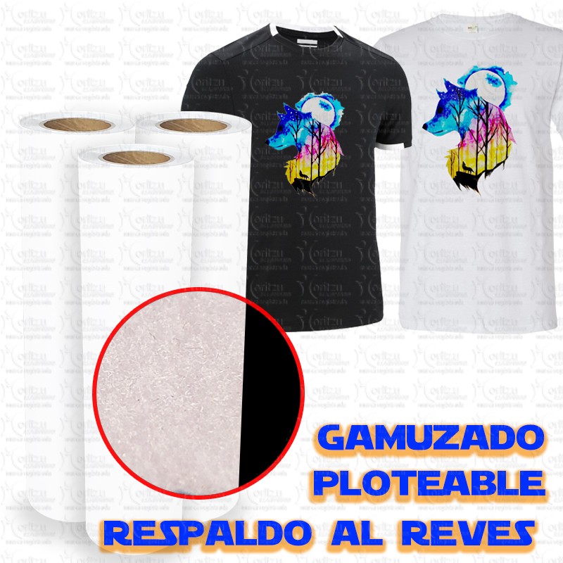 VISUBTEX-FSP1, Flock Blanco Sublimable Gamuzado/Atercipelado con Respaldo al Reves tipo Parche